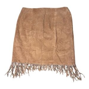 Marc Mattis Sueded Leather Tan Fringe Women's Skirt Size 12